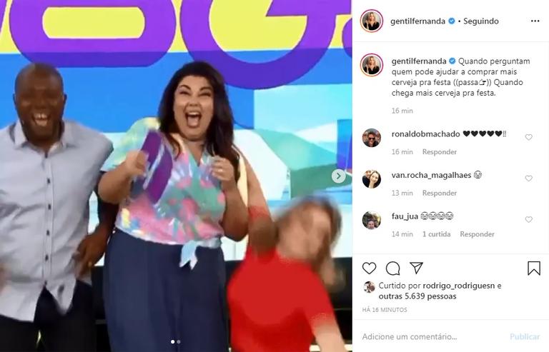 Fernanda Gentil usa seu tombo como piada nas redes sociais