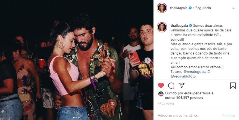 Thaila Ayala posa com Renato Góes e fãs elogiam