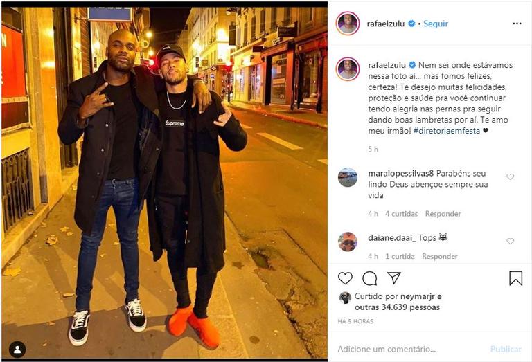 Rafael Zulu desejou felicidades ao amigo, Neymar, no dia em que o jogador está completando 28 anos