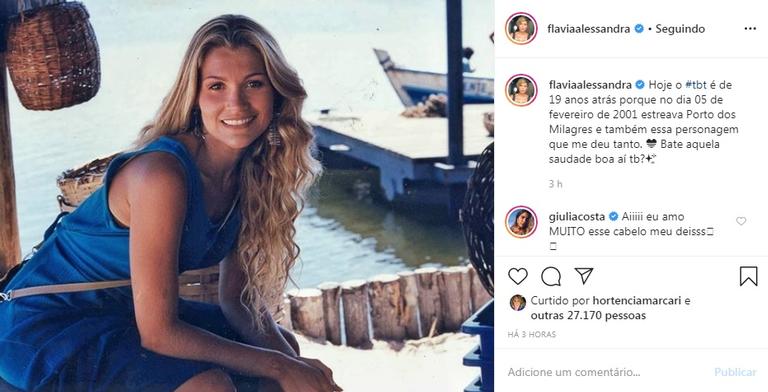 Flávia Alessandra compartilha foto antiga e encanta as redes