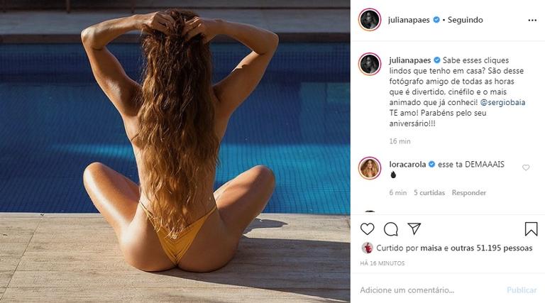 Juliana Paes posta clique ousado para parabenizar amigo