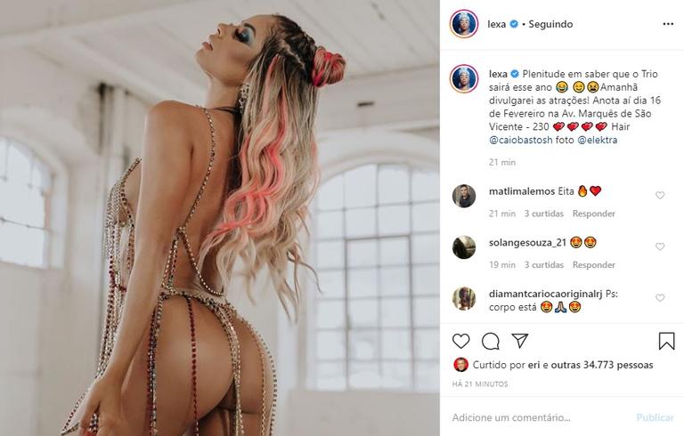 Lexa se prepara para o Carnaval com foto sensual na web