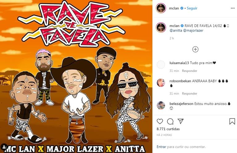 MC Lan compartilha capa de Rave de Favela