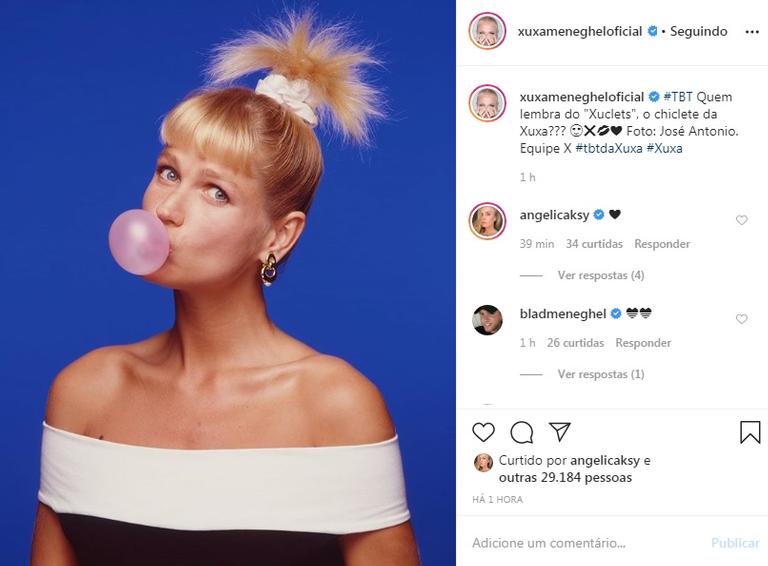 Xuxa compartilha clique de 28 anos atrás e fãs se divertem