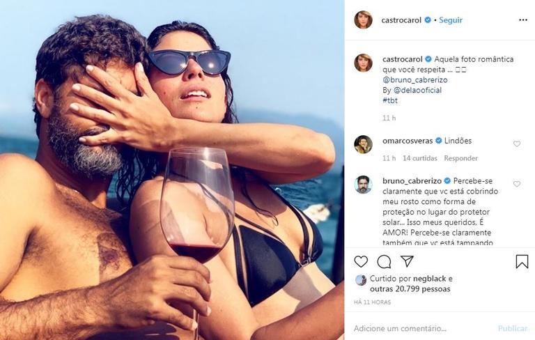 Carol Castro posta foto divertida com namorado, Bruno Cabrerizo