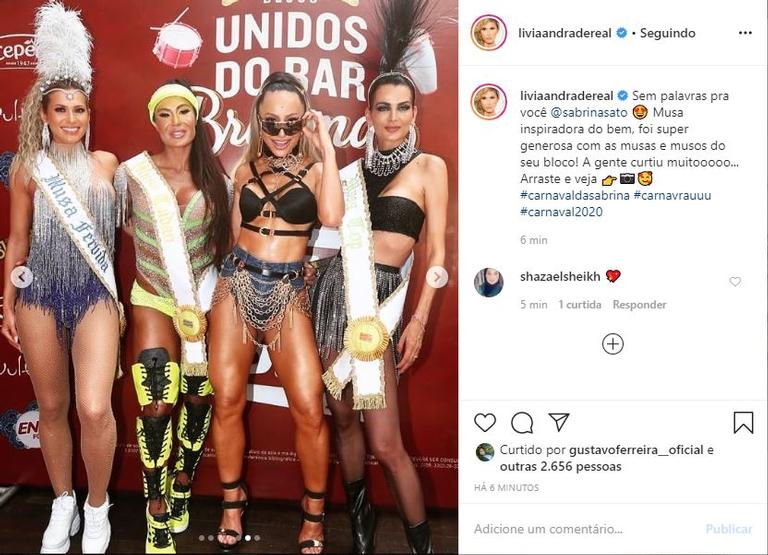 Lívia Andrade aparece curtindo o Carnaval e fãs elogiam