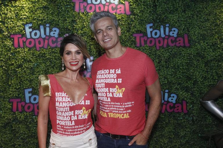 Flávia Alessandra e Otaviano Costa curtem Carnaval do Rio