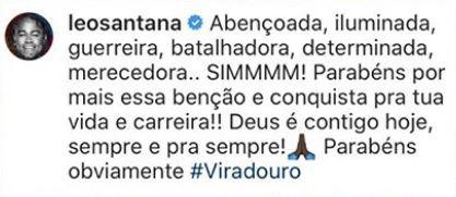 Leo Santana comenta foto da ex, Lore Improta