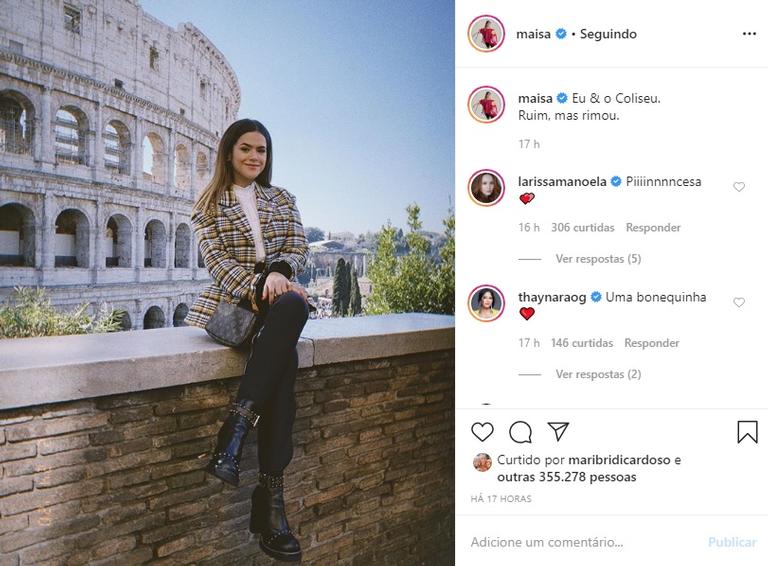 Maisa compartilha fotos no Coliseu e diverte os internautas