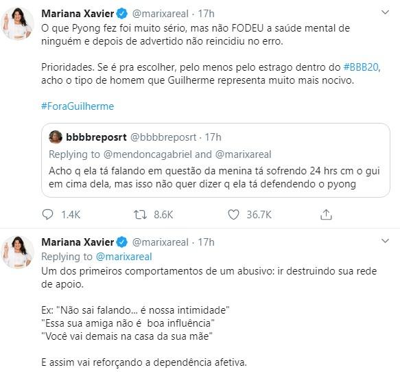 Mariana Xavier pede saída de Guilherme do BBB20