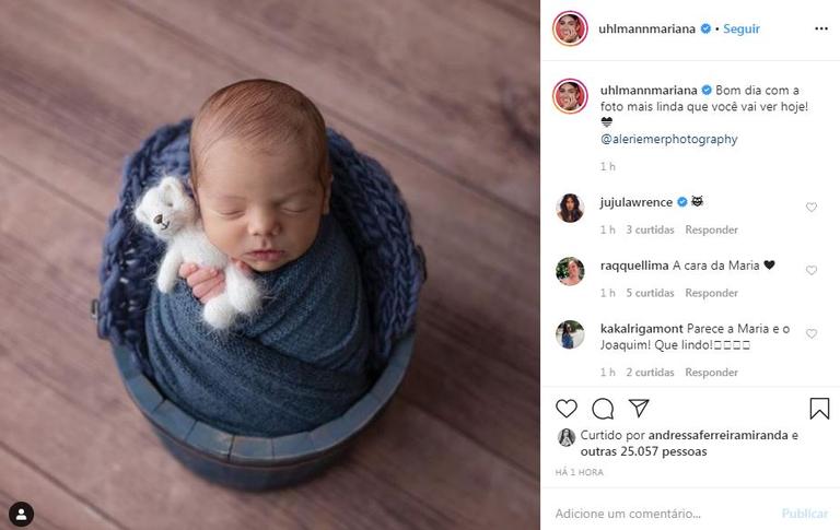 Mariana Uhlmann, compartilha foto do filho recém-nascido e encanta a web