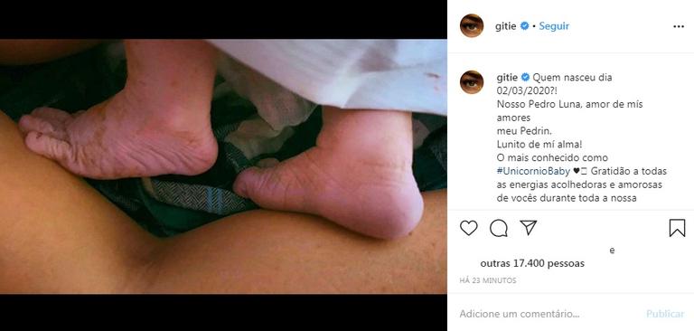 Giselle Itiê mostra primeira foto do filho recém-nascido 