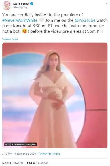 Katy Perry posta anuncio de clipe e fãs especulam gravidez 
