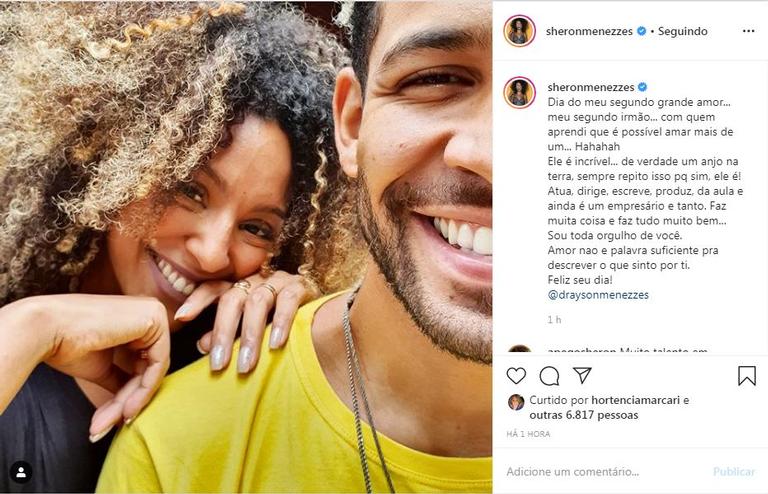 Sheron Menezzes comemora aniversário do irmão com post nas redes sociais