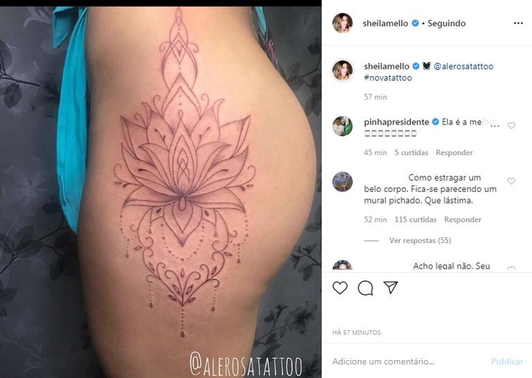 Sheila Mello tatuagem no bumbum