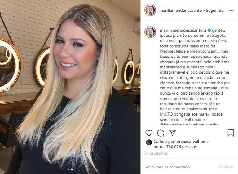Marília Mendonça aparece com cabelo diferente e web aprova