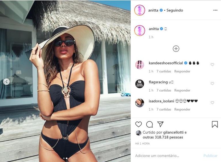 Anitta faz cliques arrasadores nas Maldivas e recebe elogios dos fãs 