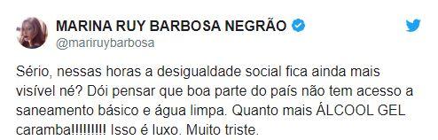 Marina Ruy Barbosa desabafa sobre a desigualdade social