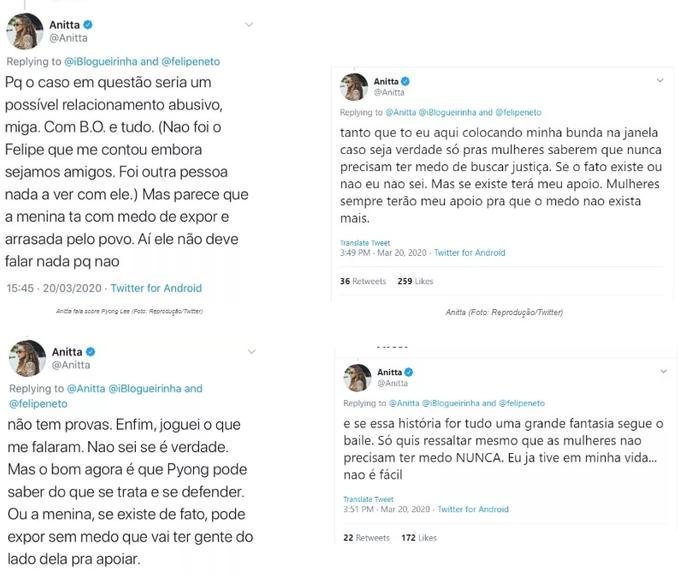 Anitta comenta relação de Felipe Neto com Pyong