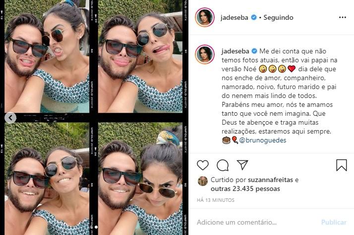 Jade Seba parabeniza Bruno Guedes com declaração na web