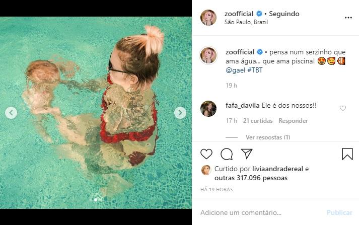 Zoo posta fotos de Gael brincando na piscina e encanta a web