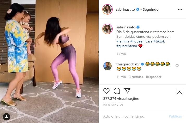 Sabrina Sato publica vídeo hilário na web e arranca risadas