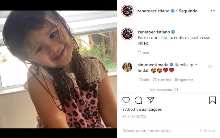 Cristiano, dupla com Zé Neto, encanta com vídeo da filha