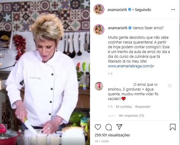 Ana Maria Braga libera curso de culinária gratuito