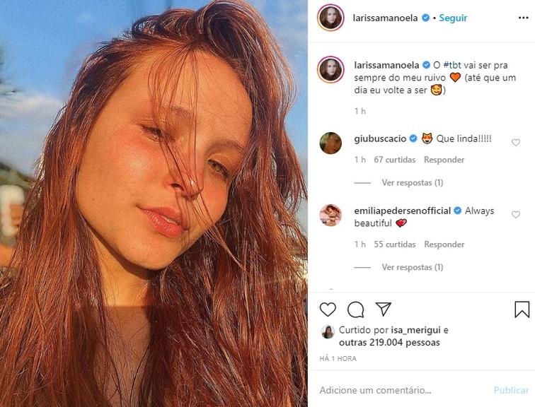 Larissa Manoela relembra cabelo ruivo