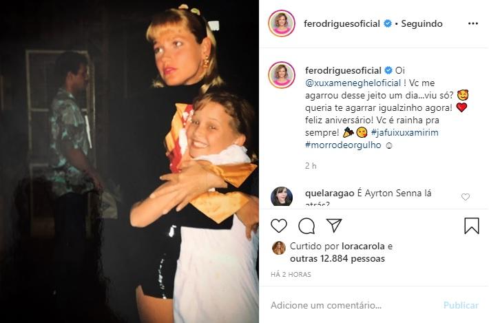 Fe Rodrigues parabeniza Xuxa com clique antigo das duas