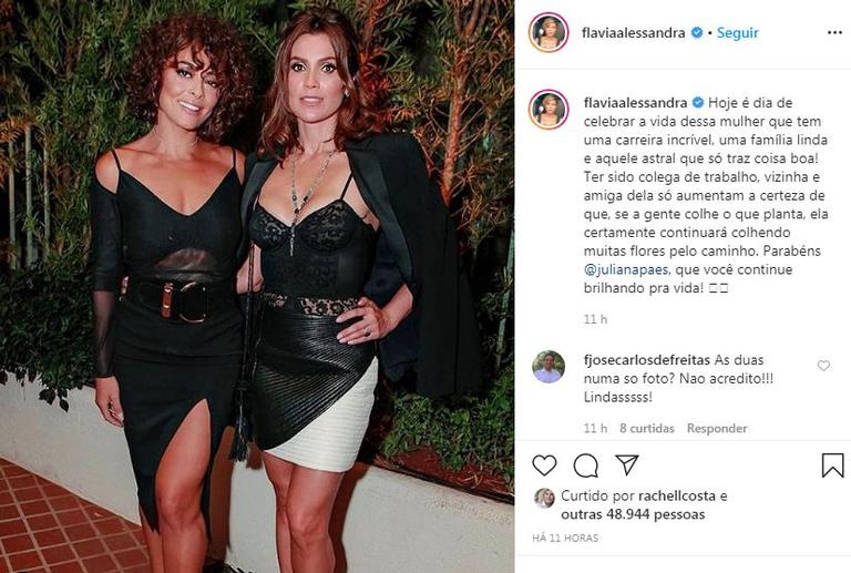 Juliana Paes ganha homenagem de Flávia Alessandra em seu aniversário