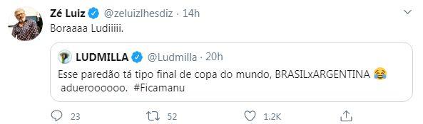 Ludmilla compara paredão a final de Copa do Mundo e declara torcida a Manu
