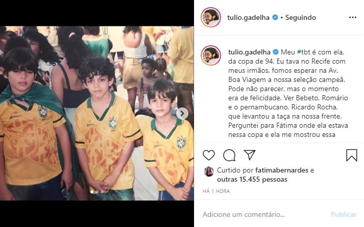 Túlio Gadelha se declara pra Fátima Bernardes com foto de 94