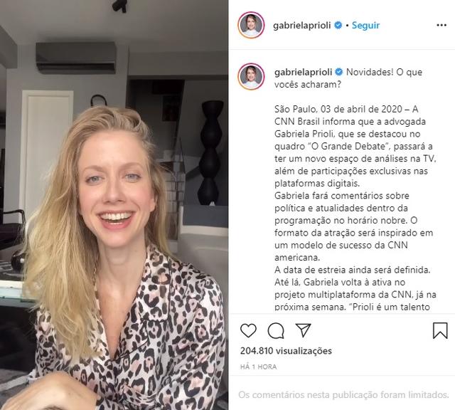 Gabriela Prioli ganha espaço em horário nobre na CNN Brasil