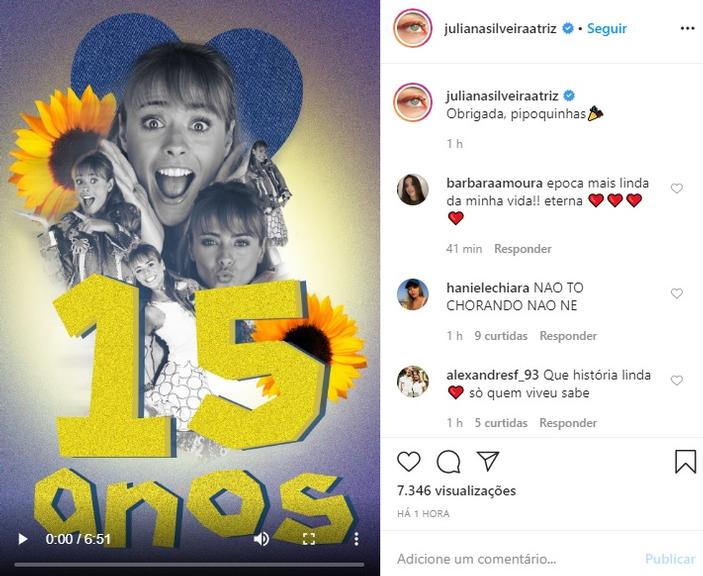 Juliana Silveira celebra 15 anos de Floribella