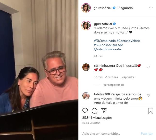 Glória Pires e Orlando Morais cantam música romântica juntos