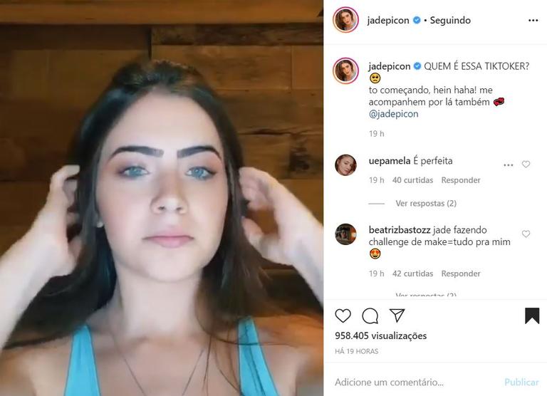 Jade Picon entra na onda de vídeos engraçados da internet: ''Tô começando  hein