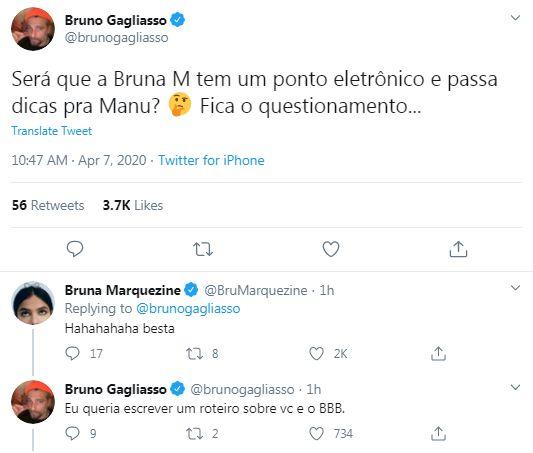 Bruno Gagliasso questiona sobre conexão de Bruna Marquezine e Manu Gavassi