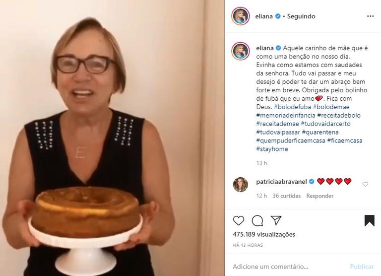 Mãe de Eliana envia bolo para ela