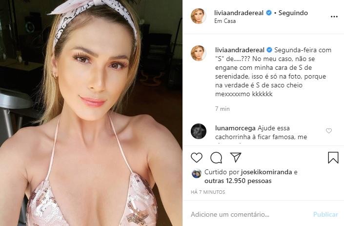 Lívia Andrade revela que já está cansada de ficar em casa