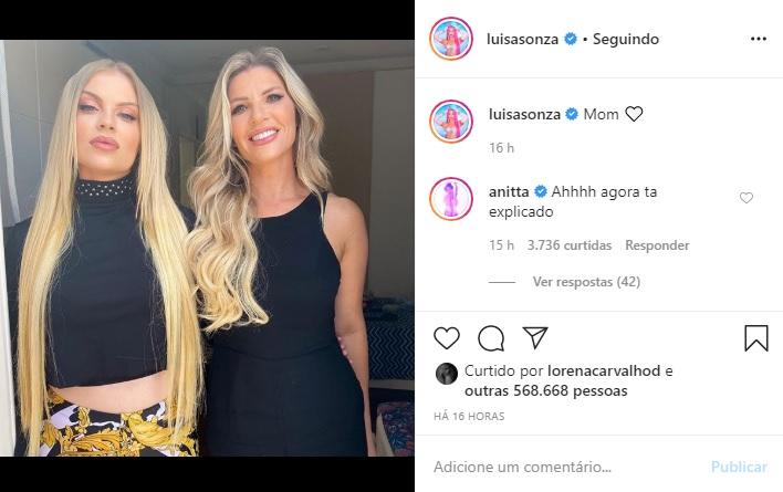 Luísa Sonza derrete a web em clique ao lado de sua mãe