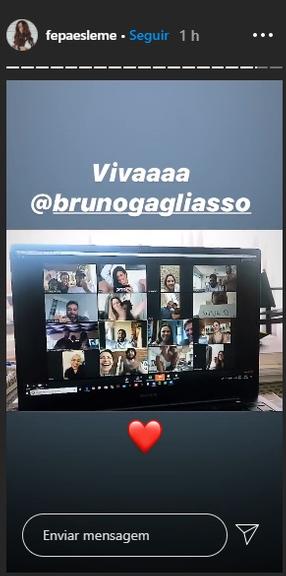 Bruno Gagliasso recebe parabéns virtual