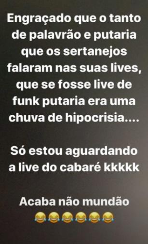 Jottapê critica lives de sertanejos