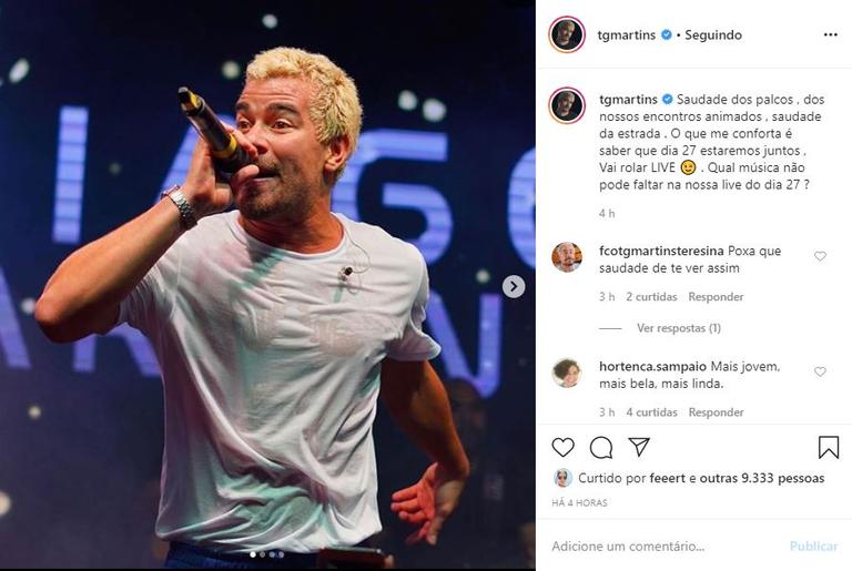 Thiago Martins deixa fãs ansiosos após anunciar live