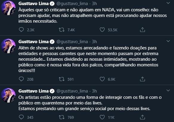 Gusttavo Lima rebate críticas sobre sua live