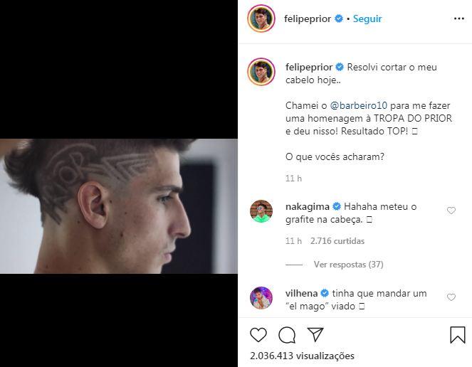 Felipe Prior muda o visual e faz homenagem aos fãs