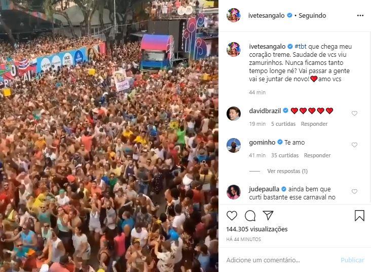 Ivete Sangalo relembra Carnaval de Salvador de 2020