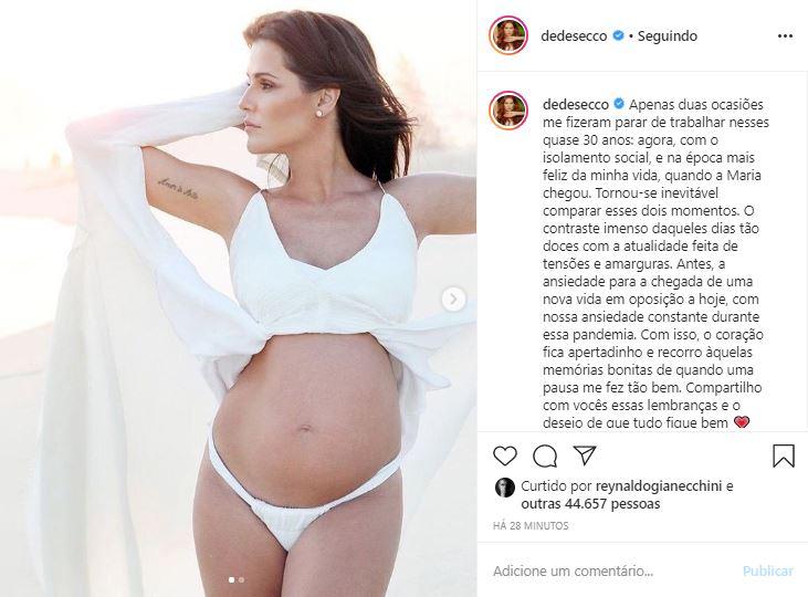 Deborah Secco relembra a gravidez de Maria Flor