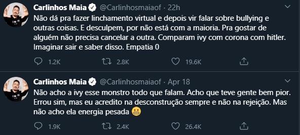 Carlinhos Maia defende Ivy das críticas