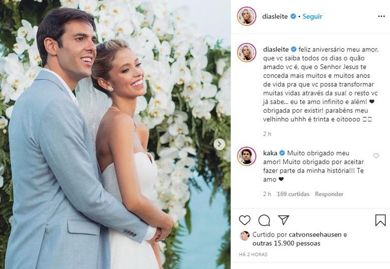 Grávida, Carol Dias se declara para Kaká em seu aniversário